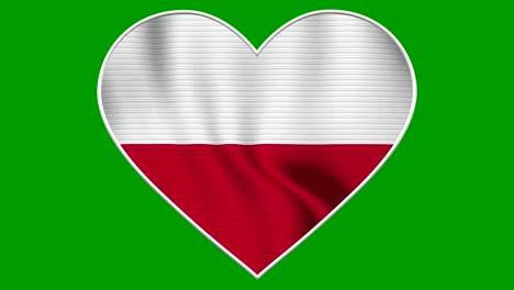 poland heart love flag loop - realistic 4k flag waving in the wind