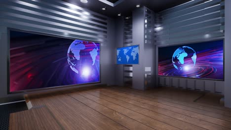 el bucle de noticias del estudio de televisión virtual 3d