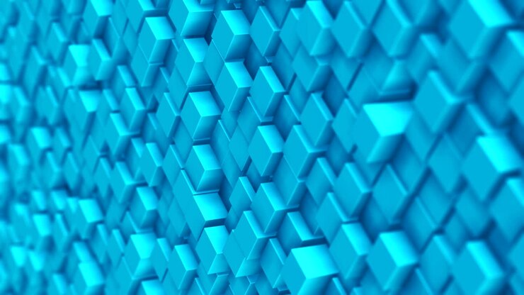 Slowmotion animationsvideo af blå terninger baggrund