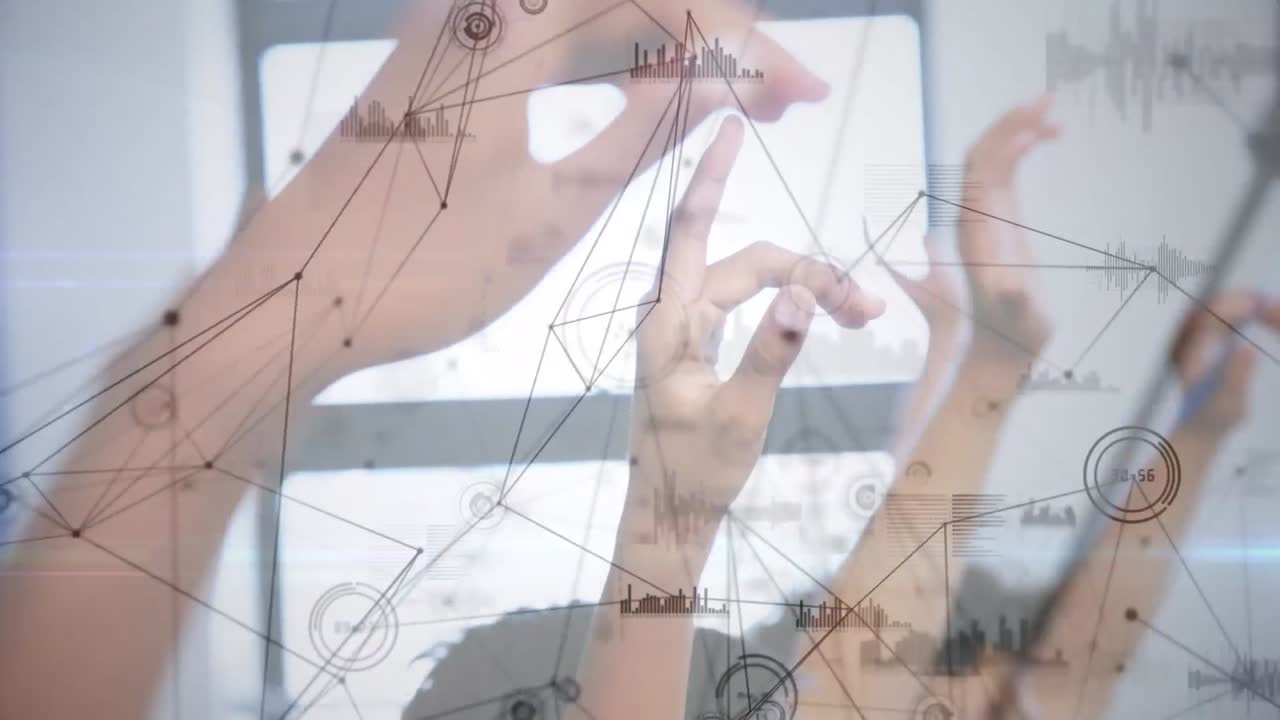 다양한 학교 학생들이 손을 들고 연결망을 활성화하는 것