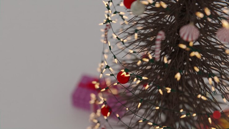 Close-up of a decorated Christmas tree