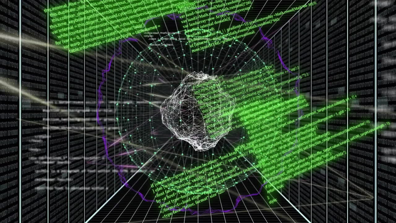animación del globo y procesamiento de datos a través de servidores informáticos