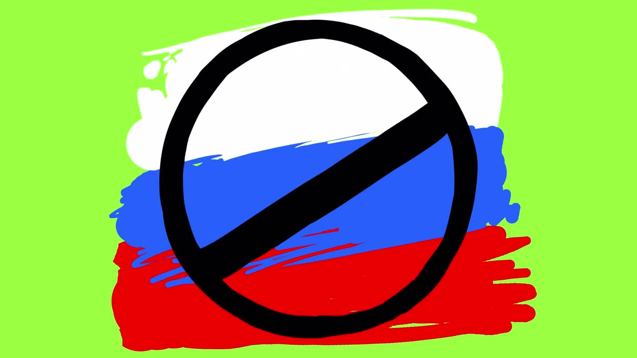 Ban sign on the flag of Russia.