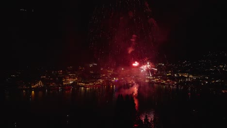 fireworks on new year's eve in queenstown, new zealand