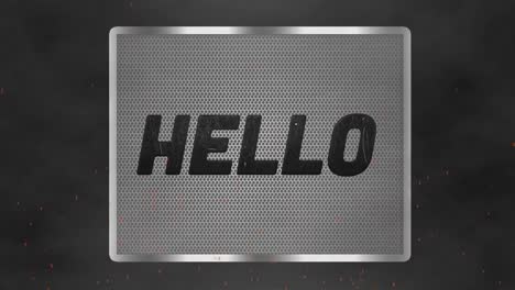 Animation-of-hello-text-over-squarer-on-dark-background