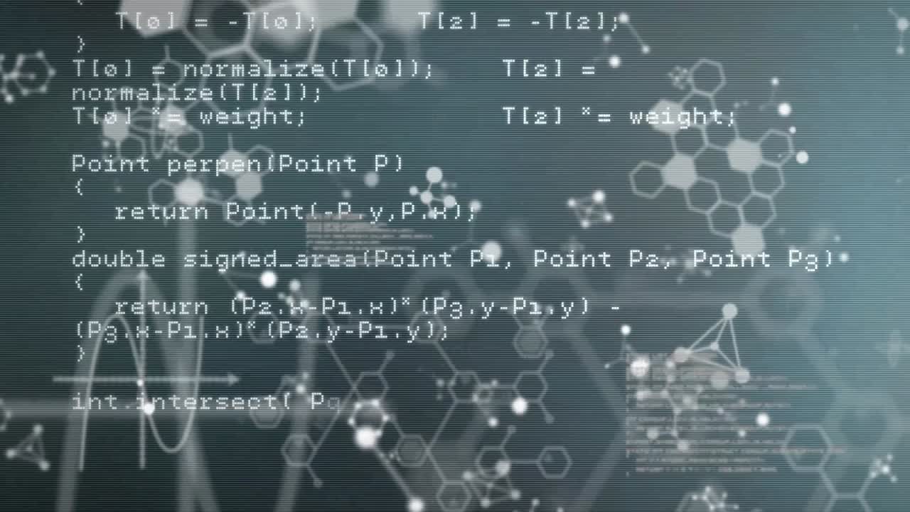 어두운 배경에서 과학적 데이터 처리의 애니메이션