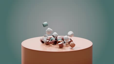Falling Caps on a Cylinder Display
