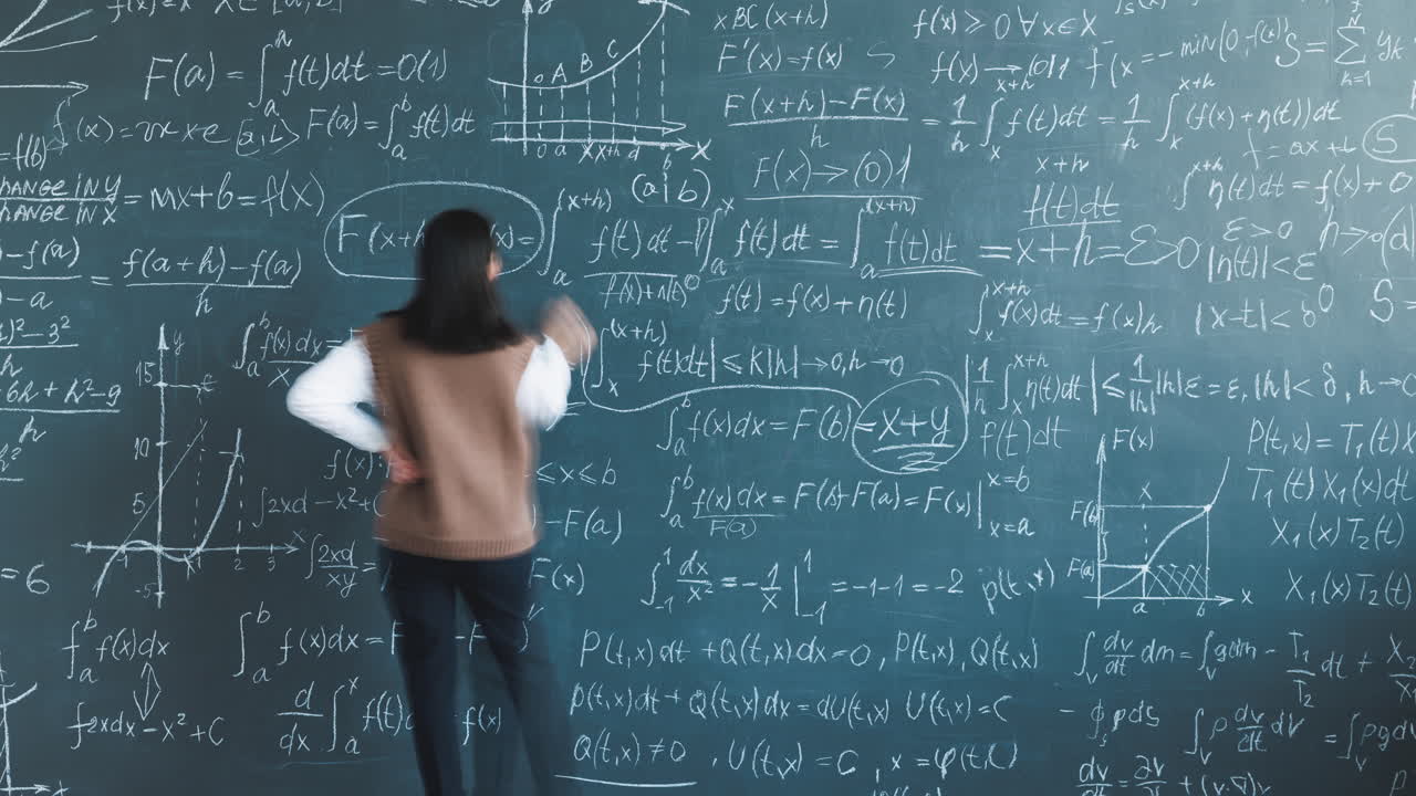Mathematical Equations on a Blackboard with Students