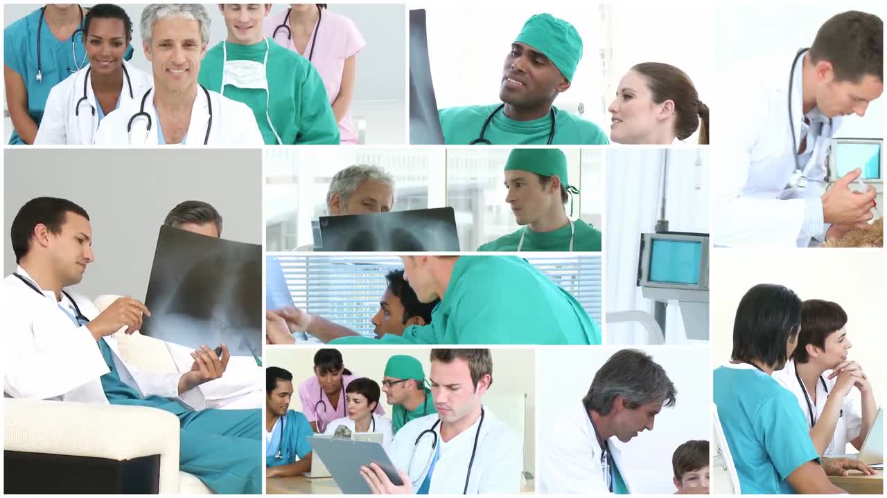 los médicos miran las radiografías.