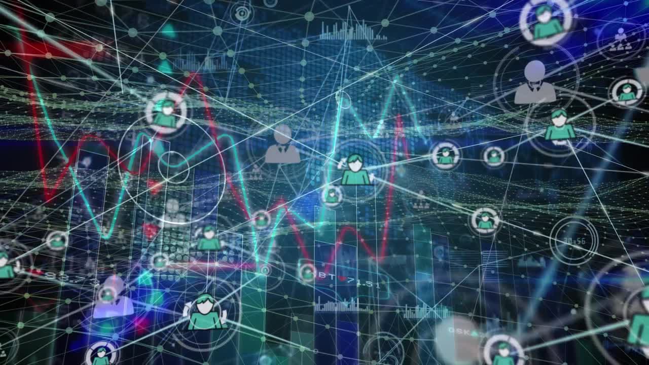 데이터와 통계를 처리하는 사람 네트워크 아이콘의 애니메이션