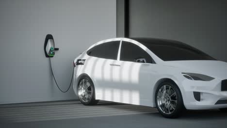 charging electric car suv in garage 3d animation