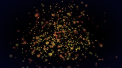 animación de luces brillantes y puntos que caen sobre un fondo oscuro