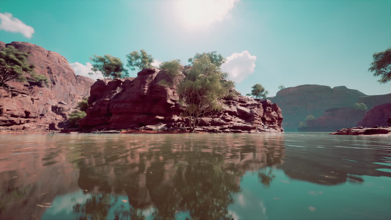 escena del río del cañón de la roca roja