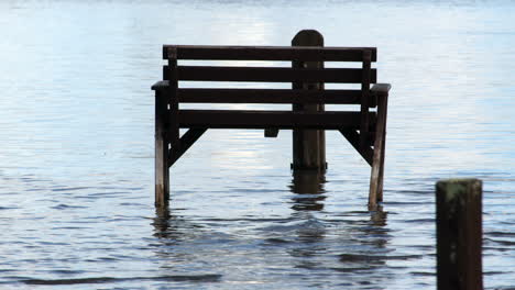 benches unacceptable at high tide due to flooding at ashlett creek in the solent, southampton