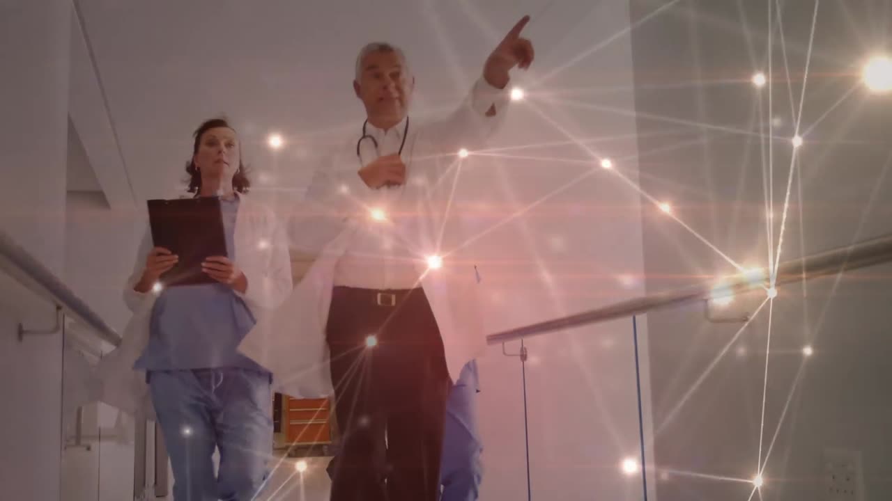 animación de redes de conexiones entre diversos médicos en el hospital