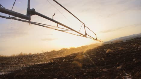 Bewässerungssprinkler-Bei-Sonnenuntergang