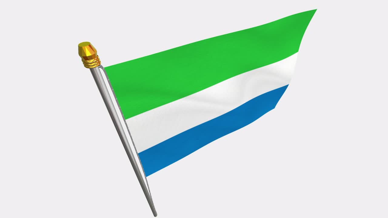 video de bucle de la bandera de sierra leone revoloteando en el viento, video en cámara lenta de 4k, con canal alfa