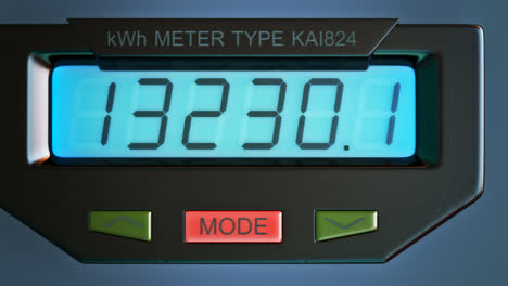 electricity measuring device. typical residential digital electric meter with a transparent plastic case showing household consumption in kilowatt hours. electric power usage.