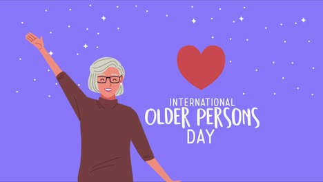 celebración del día internacional de las personas de edad con la abuela celebrando