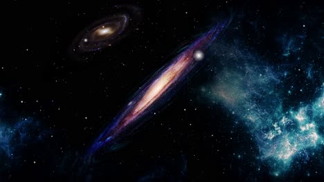 Zwei-Galaxien,-Die-Im-Großen-Universum-Schweben-Und-Kreisen