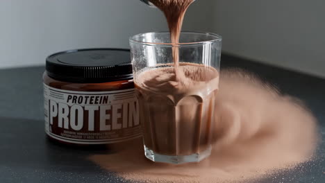 preparing a chocolate protein shake with protein powder