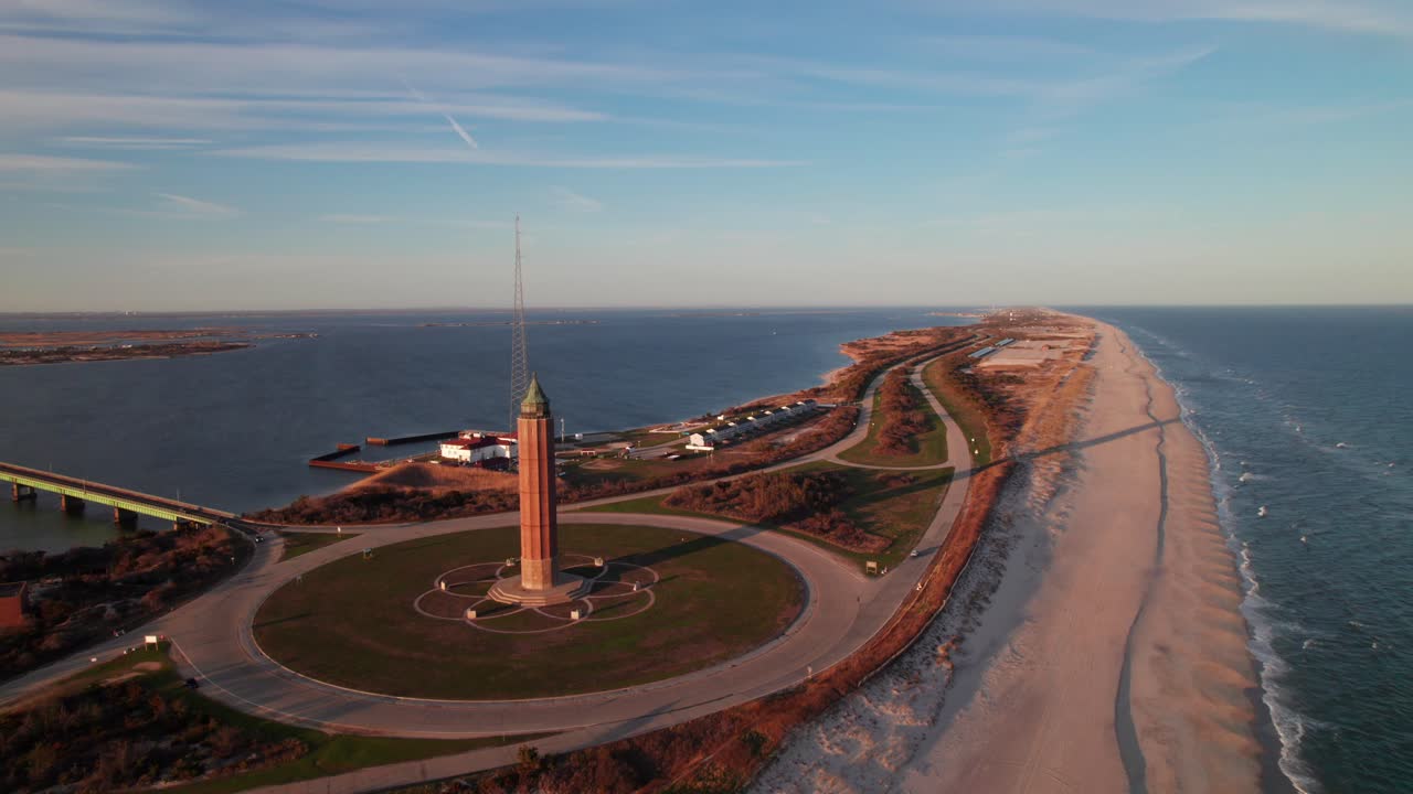 Aerial view of beaches at Robert Moses State Park, Fire Island. Long Island, NY.