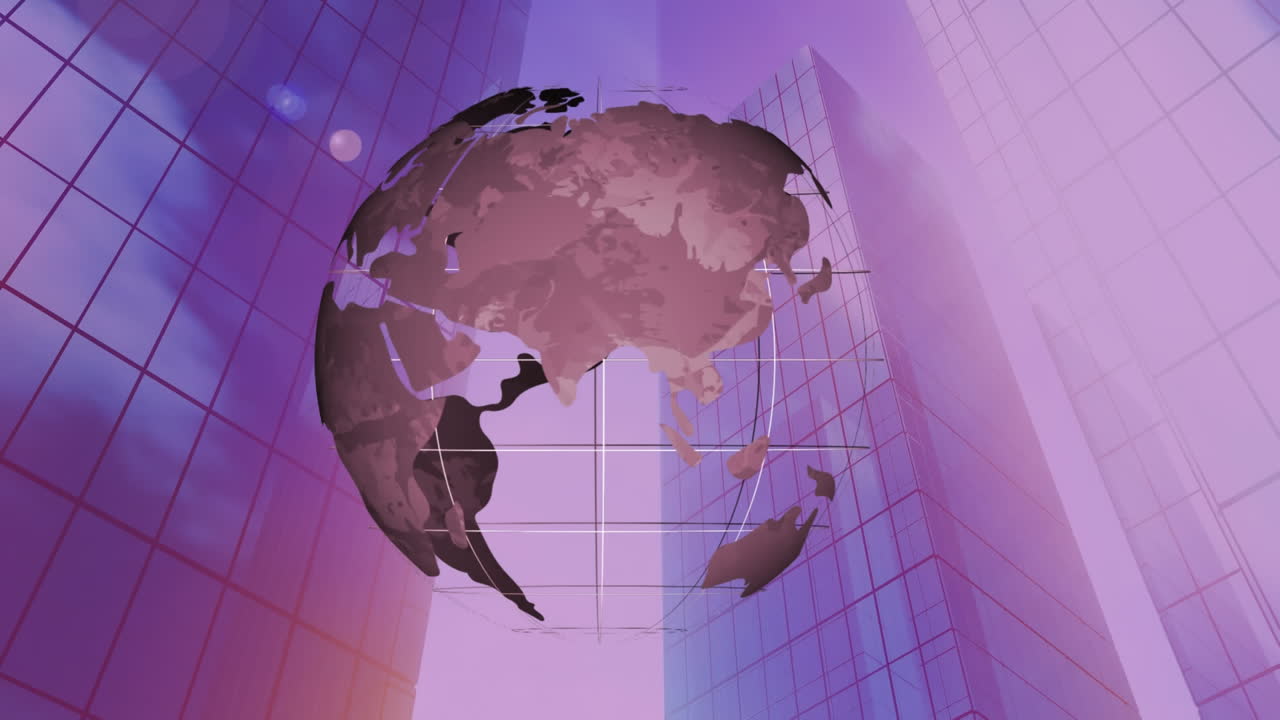 globo transparente girando a su alrededor con rascacielos