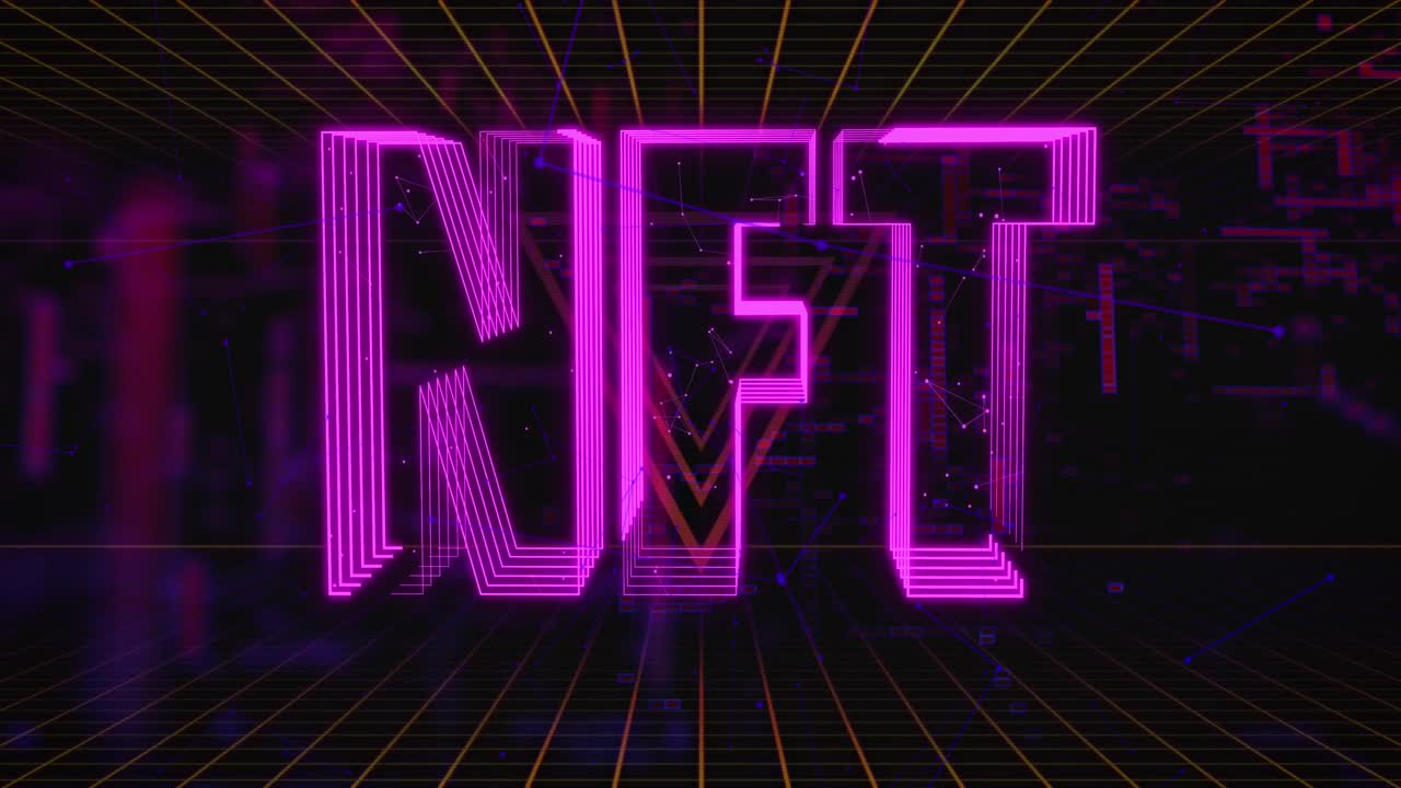 Animazione dell'elaborazione dei dati su testo NFT.