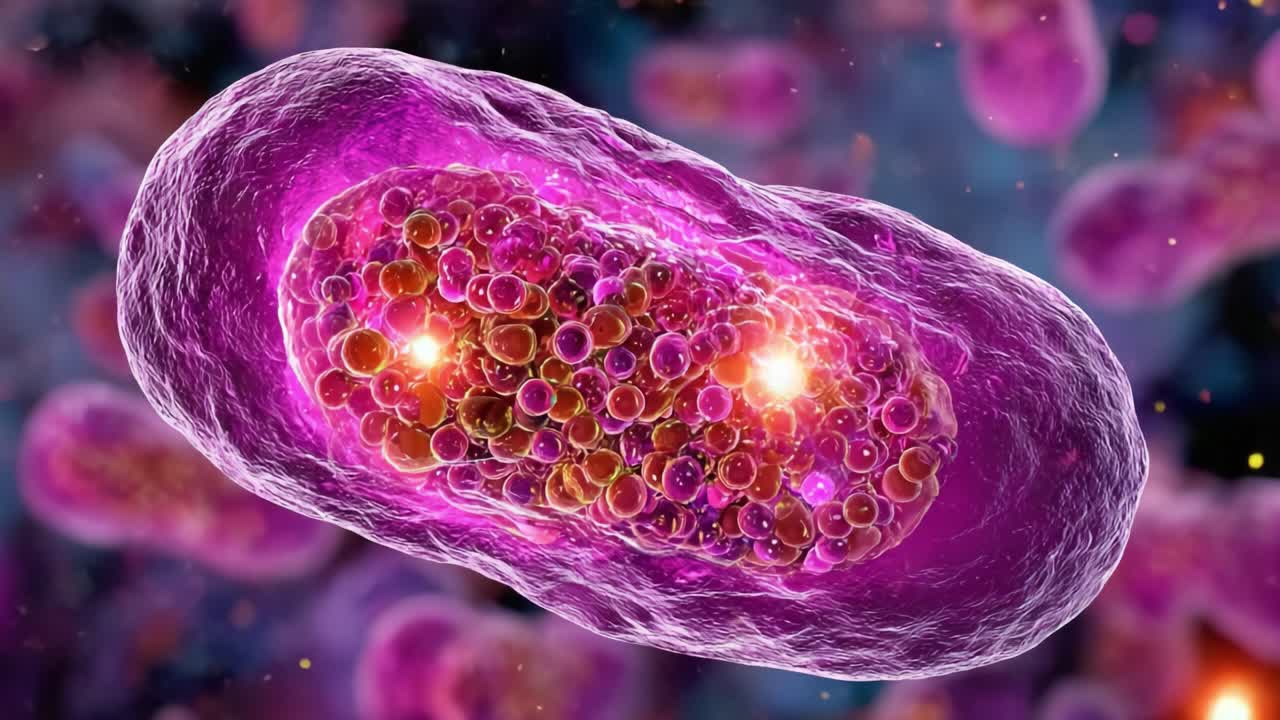 Esplorando il mondo microscopico: Una visione dettagliata della struttura e funzione cellulare con colori vivaci e motivi intricati