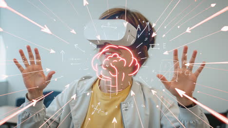 person experiencing virtual reality with digital overlays