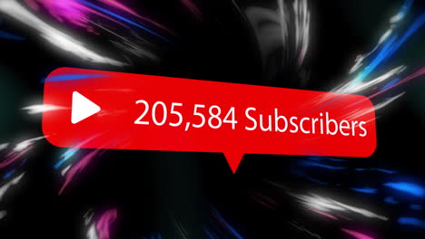 136,650 subscribers text animation over colorful abstract background