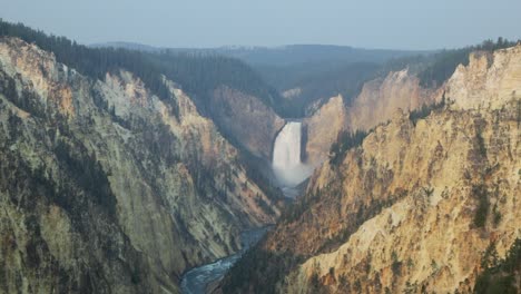 scenic view of pristine waterfall at artist point on the grand canyon of the yellowstone in yellowstone national park, wyoming, usa