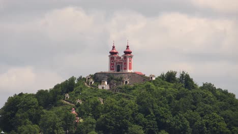 time lapse of a sunny day at a famous landmark in banská štiavnica calvary located in slovakia