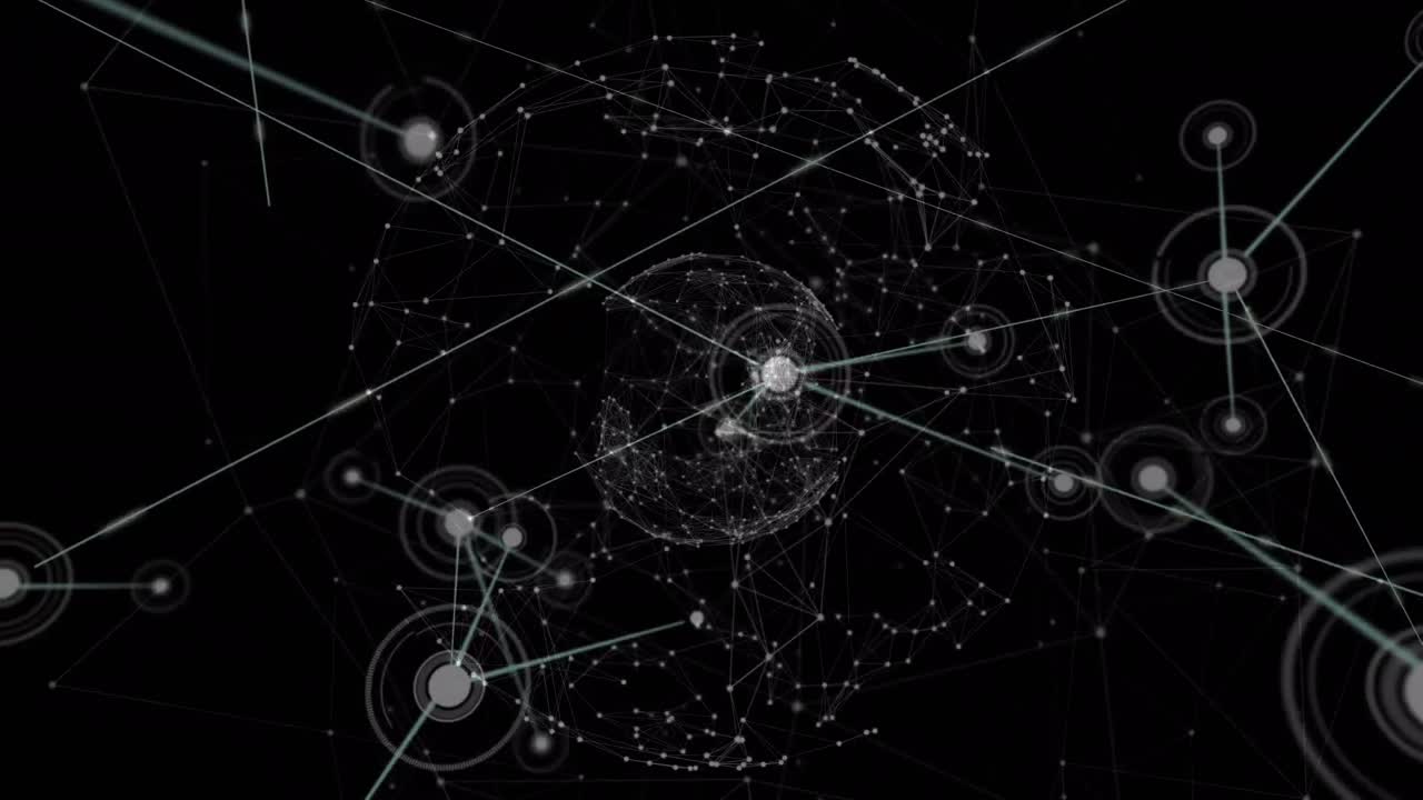 검은색 배경에 연결 네트워크의 애니메이션