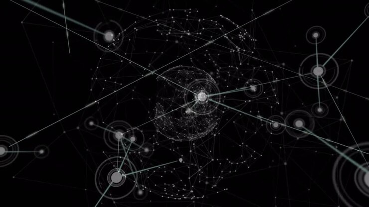 Animation of network of connections on black background