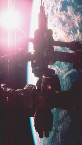 a futuristic space station orbiting earth