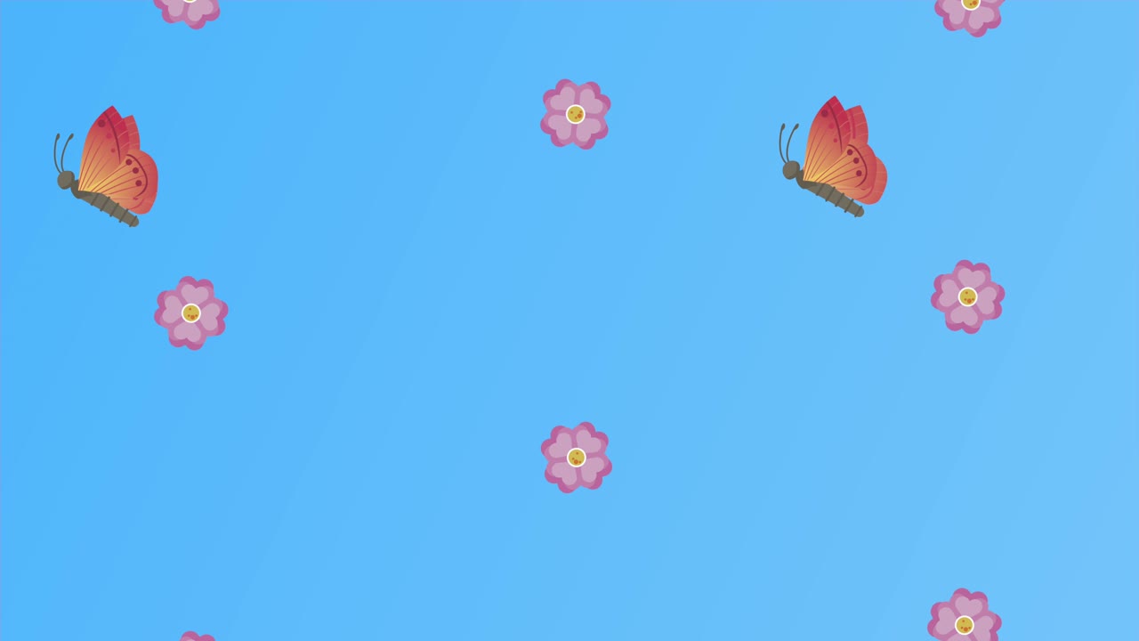 꽃과 나비의 패턴 장식 애니메이션