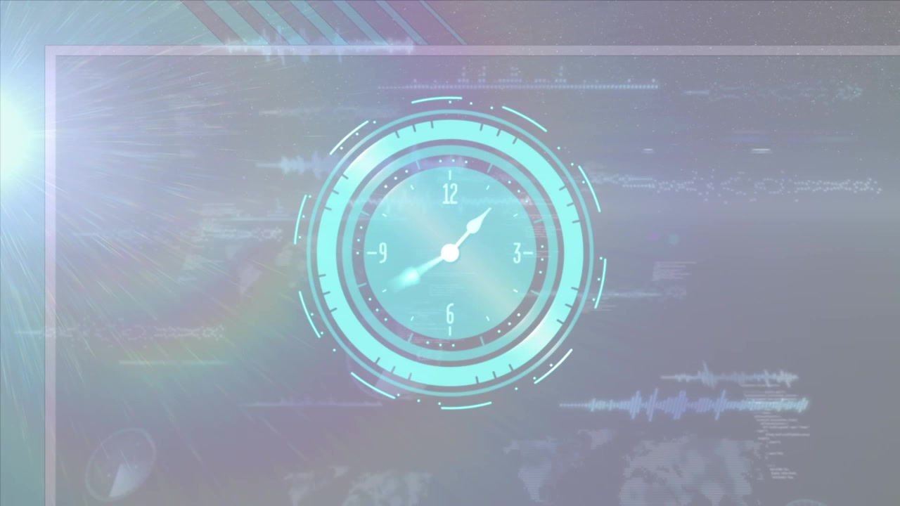 Animation of data processing over clock moving