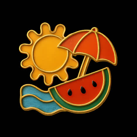 vibrant summer icon design animation isolated asset, transparent 4k video, alpha channel, prores