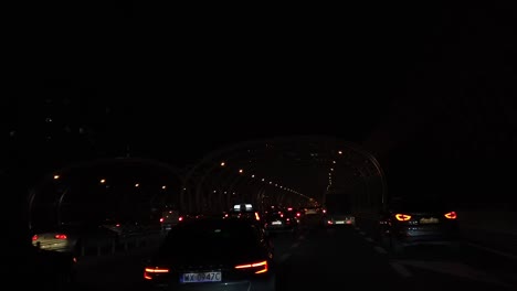 driving through the city streets of poland during the night - hyper lapse