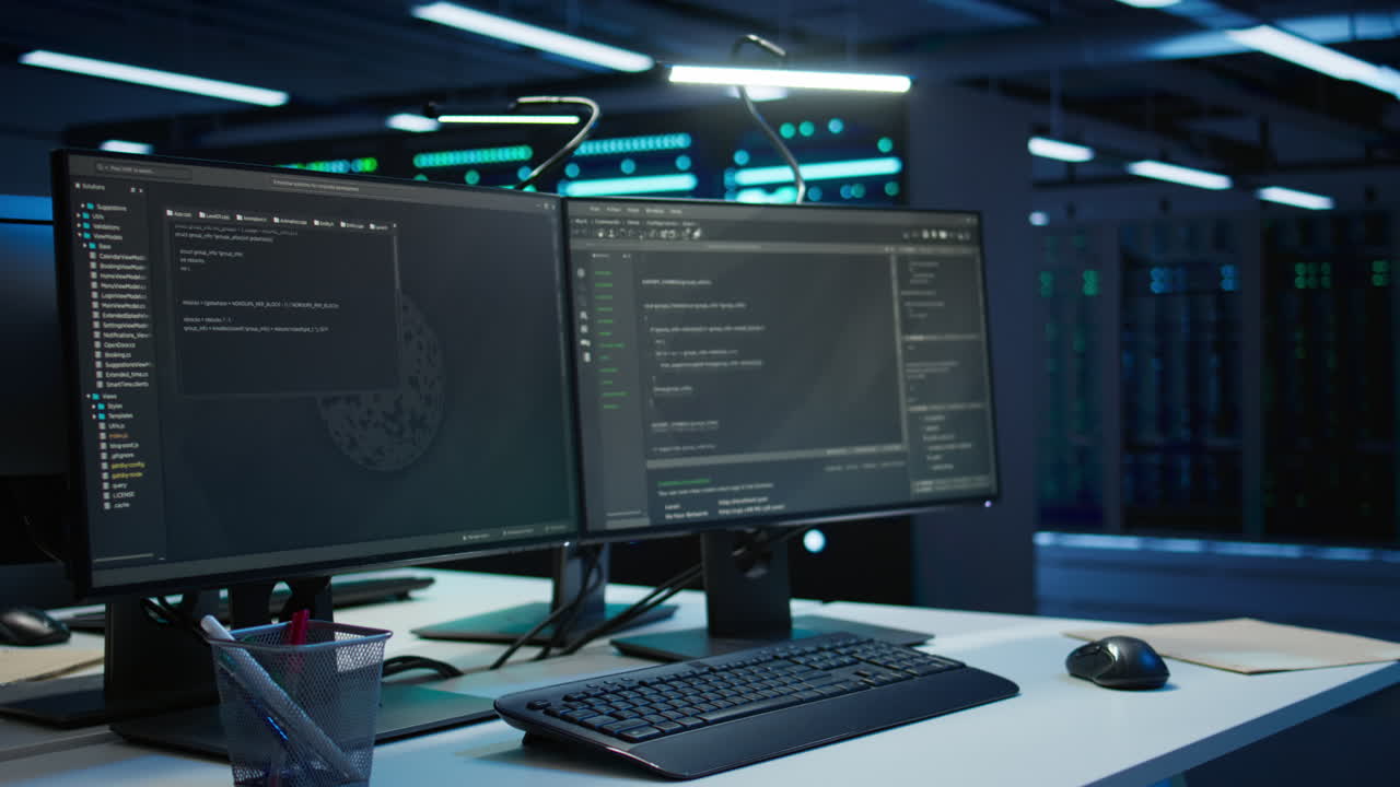 computadoras en la granja de servidores que gestionan las plataformas de montaje de rack