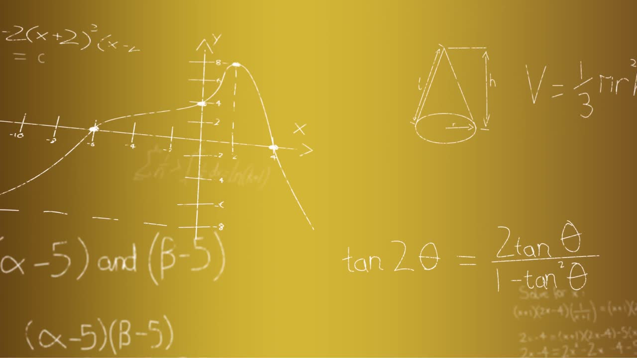 animación de fórmulas matemáticas escritas a mano sobre un fondo amarillo