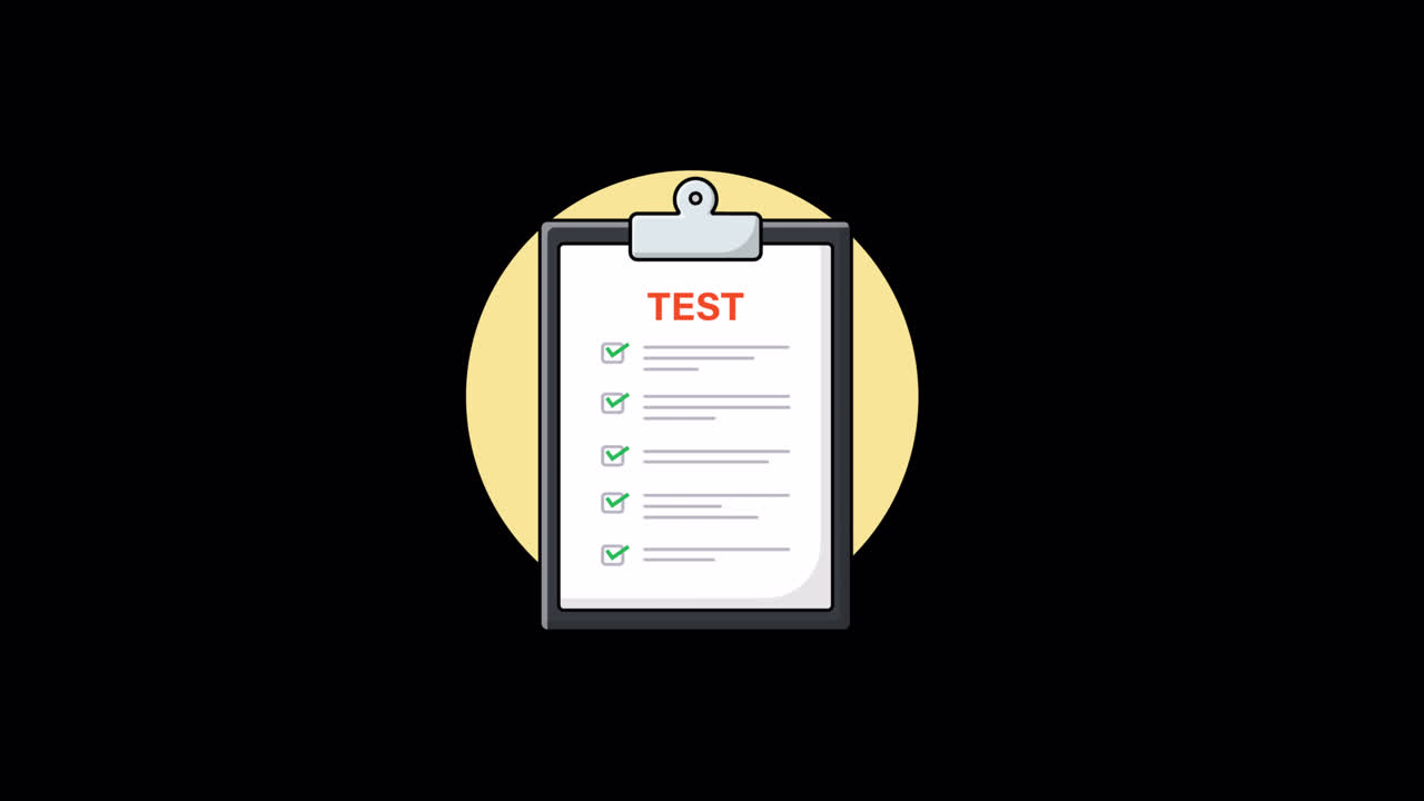 Animated Checklist on Clipboard with Test Document