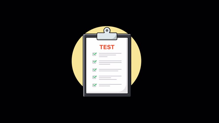 Animated Checklist on Clipboard with Test Document
