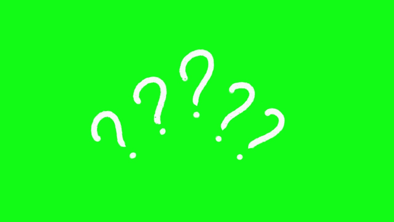 Animazione di punti interrogativi disegnati a mano su green screen