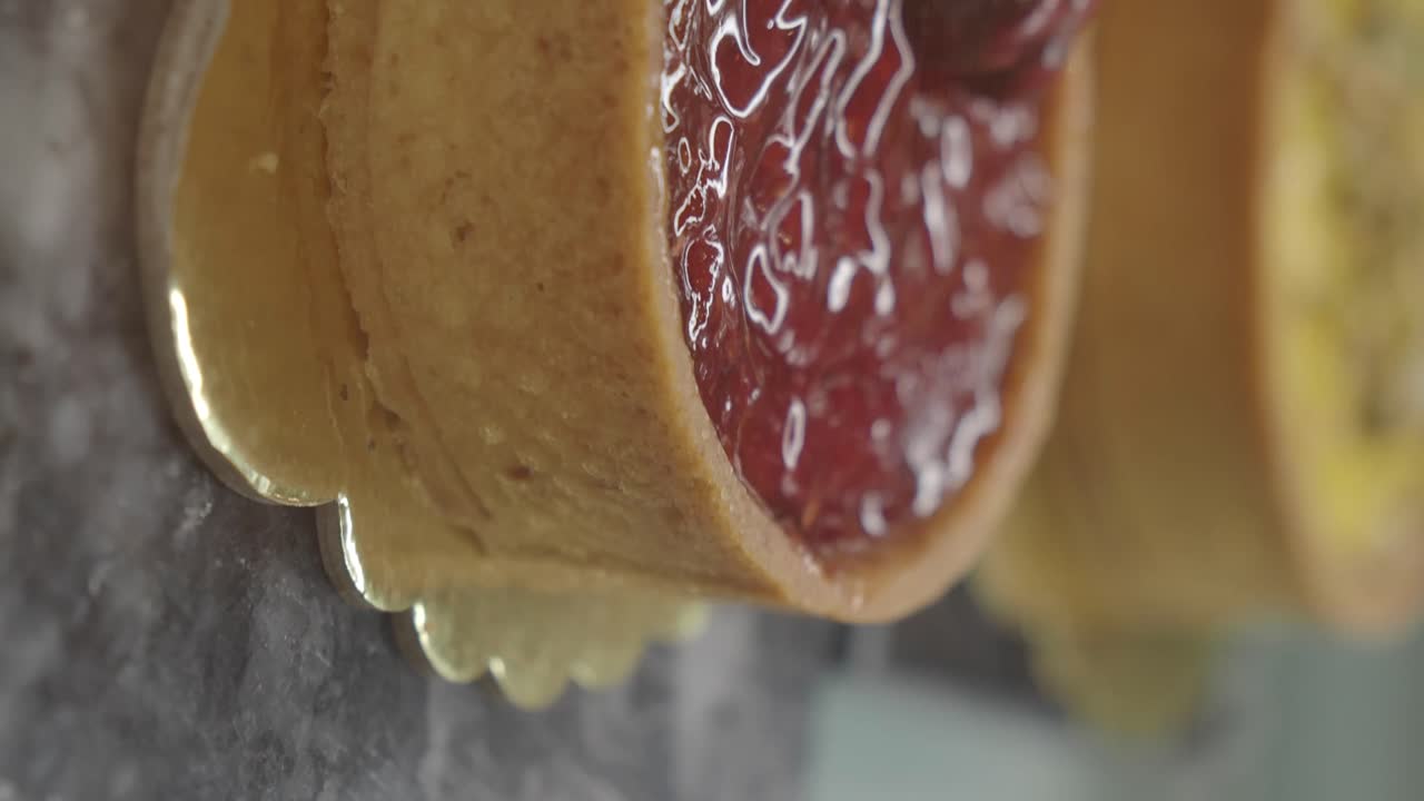 Close-up of a delicious tart with fruit topping