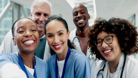 healthcare, selfie and staff with happiness