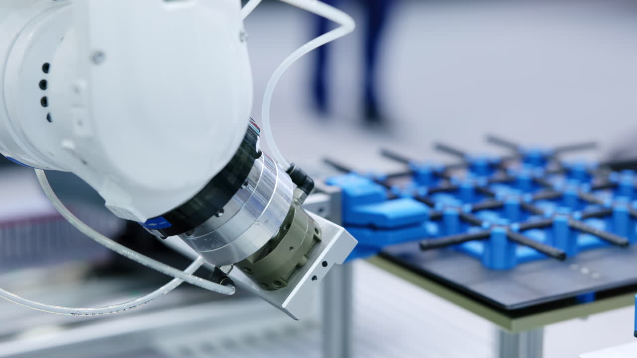 Industrial Robotic Arm Gripping a Component