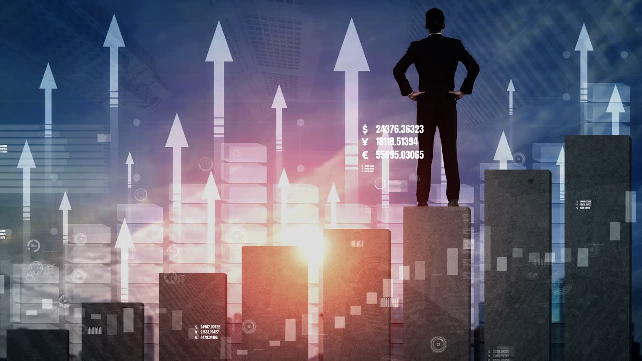 imagen de doble exposición del crecimiento del beneficio empresarial conceptual