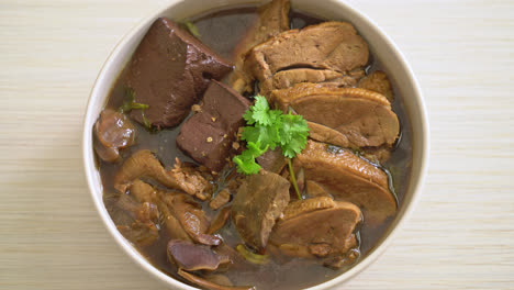 pot-stewed ducks or steamed duck with soy sauce and spices - asian food style